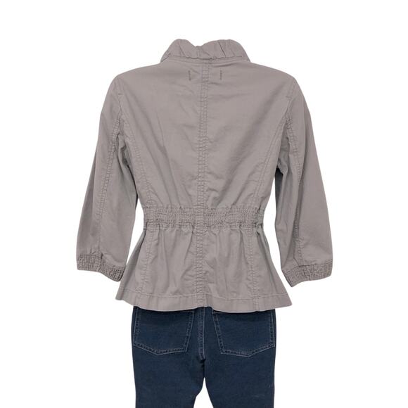 Ann Taylor Loft Gray Utility Cargo Jacket Multiple Pockets Adjustable Tie Waist - Picture 13 of 16